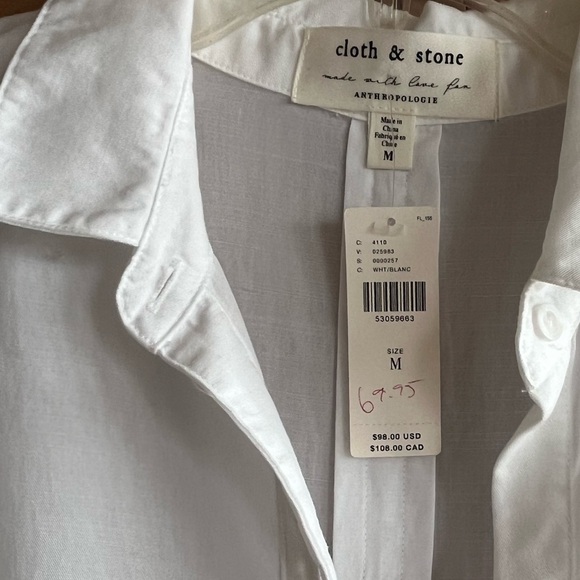 Cloth & Stone for Anthropologie NEW M white blouse - Picture 9 of 11